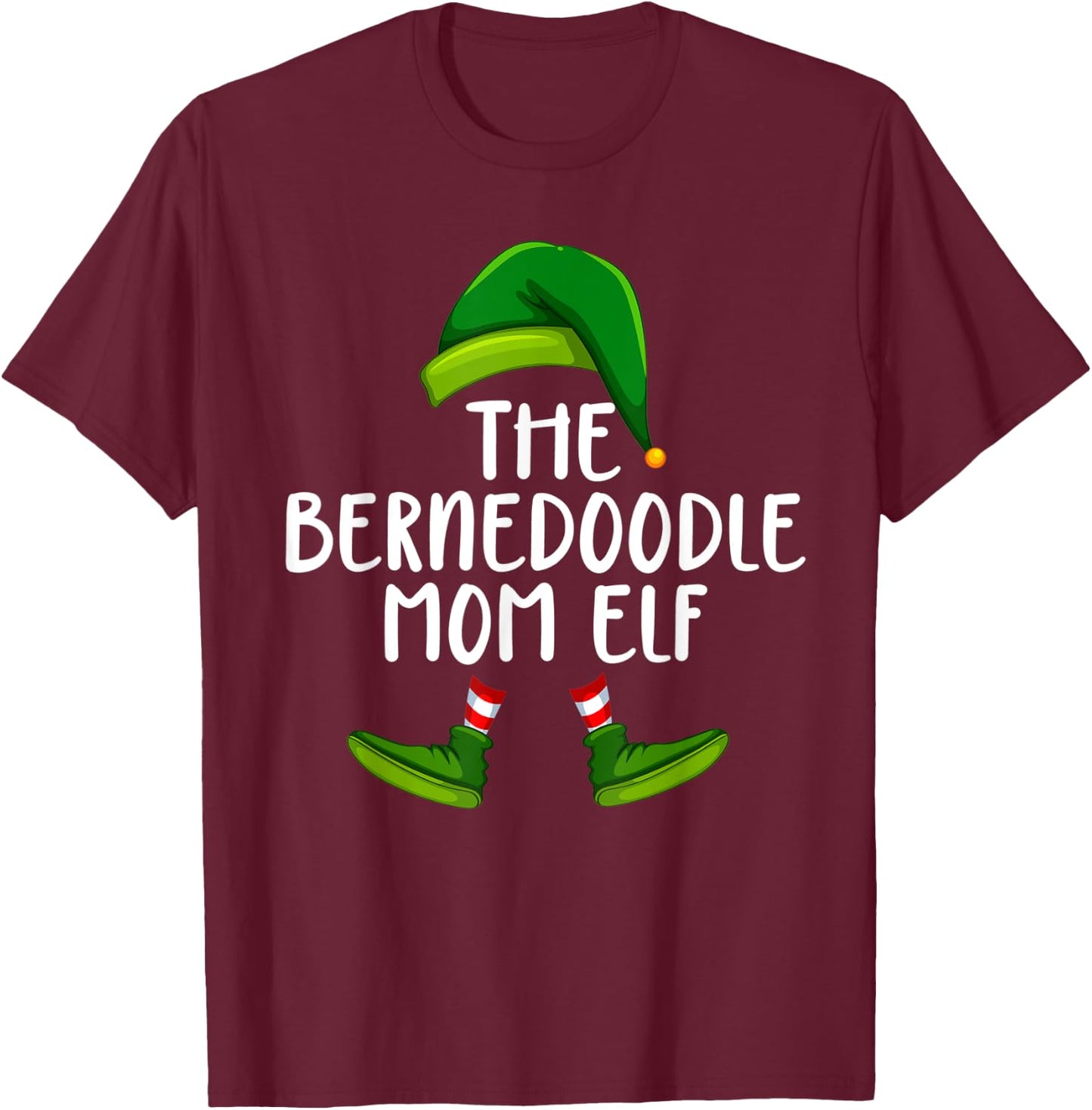 Bernedoodle Mom Dog Elf Funny Christmas Pajama X mas Women T-Shirt - T-Shirt | Maroon