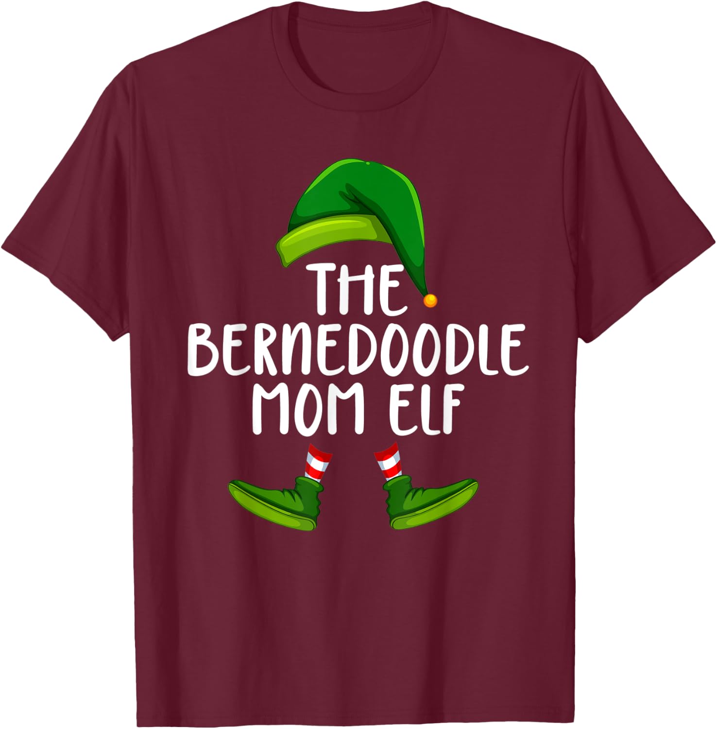 Bernedoodle Mom Dog Elf Funny Christmas Pajama X mas Women T-Shirt - T-Shirt | Maroon
