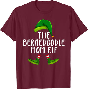 Bernedoodle Mom Dog Elf Funny Christmas Pajama X mas Women T-Shirt - T-Shirt | Maroon