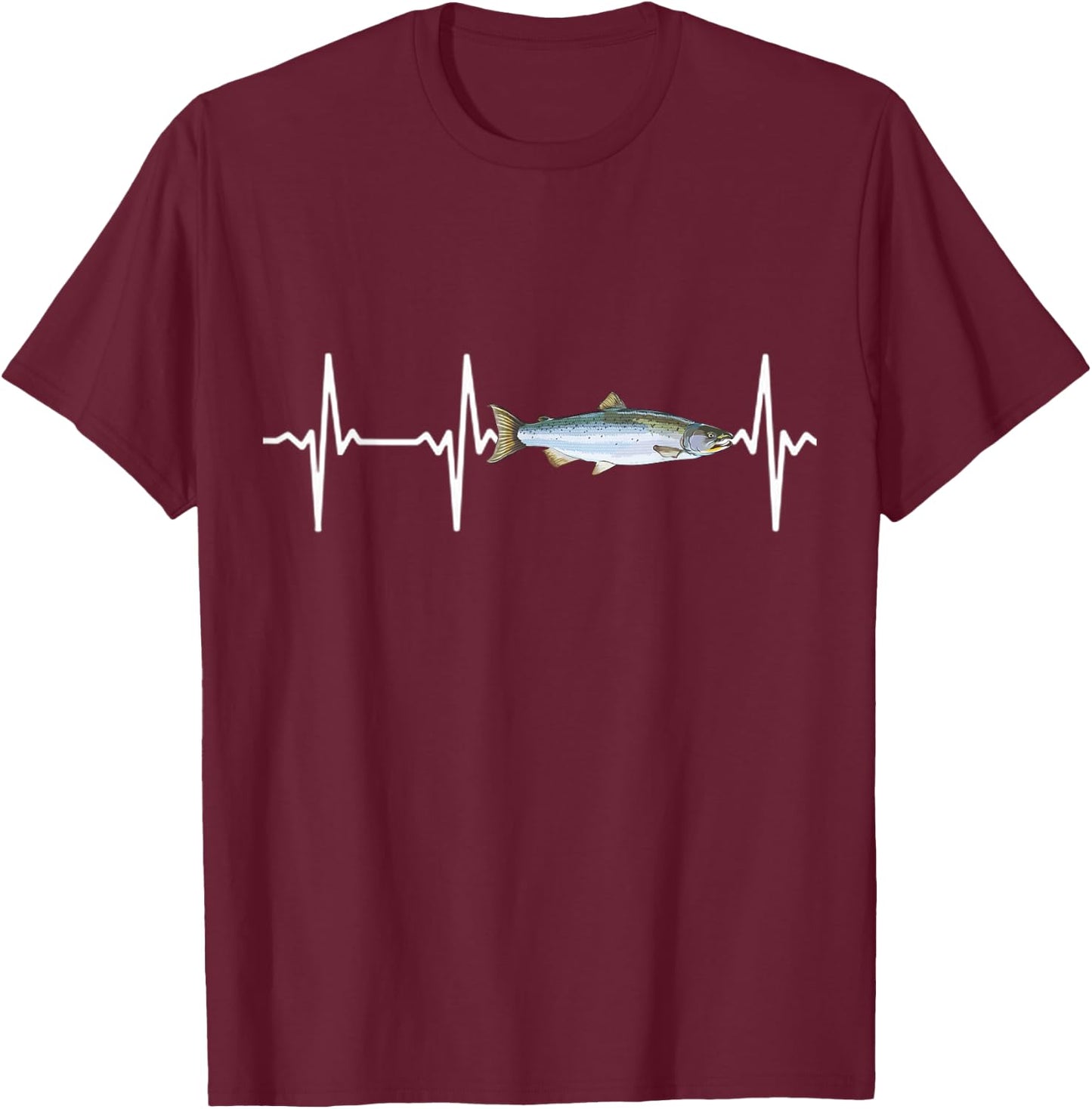 Coho Salmon Heartbeat For Freshwater Fish Fishing Lovers T-Shirt - T-Shirt | Maroon