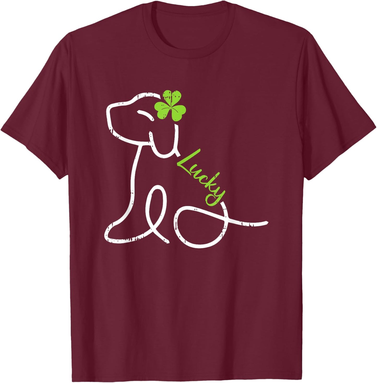 Lucky Dog St Patricks Day Cute Irish Puppy Shamrock Clover Men Women Kids T-Shirt - T-Shirt | Maroon