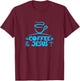 Coffee & Jesus with Cross and Coffee Beans T-Shirt - T-Shirt | Maroon