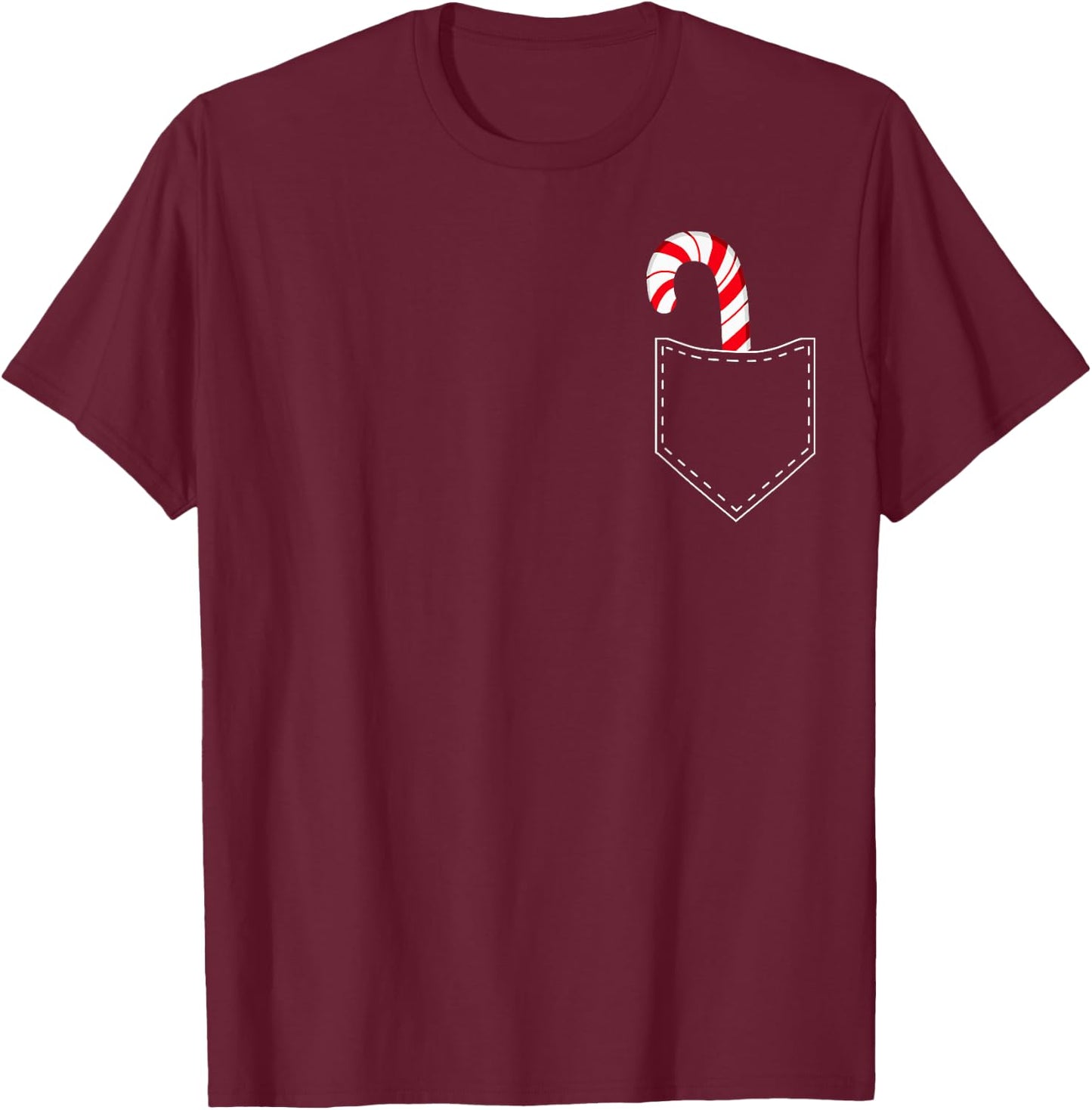 Candy Cane in Pocket Funny Vintage Candy Lover Christmas T-Shirt - T-Shirt | Maroon
