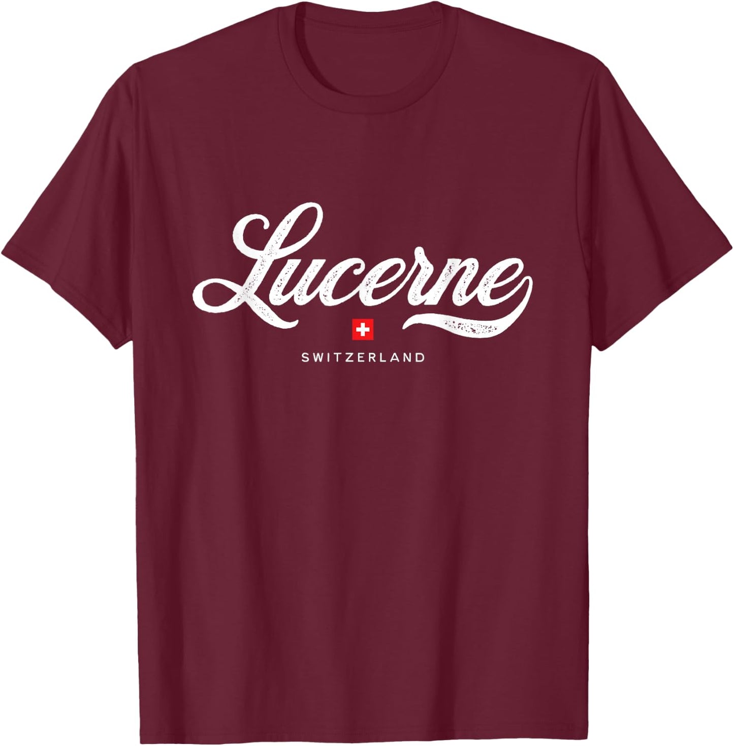 Lucerne Switzerland Retro Vintage T-Shirt - T-Shirt | Maroon