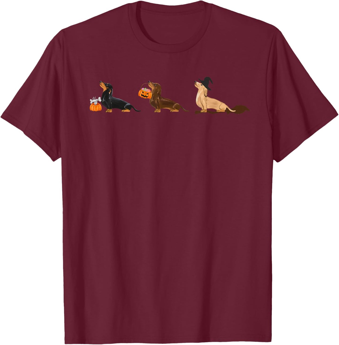 Dachshund Halloween Shirt, Halloween Shirt, Dachshund T-Shirt - T-Shirt | Maroon