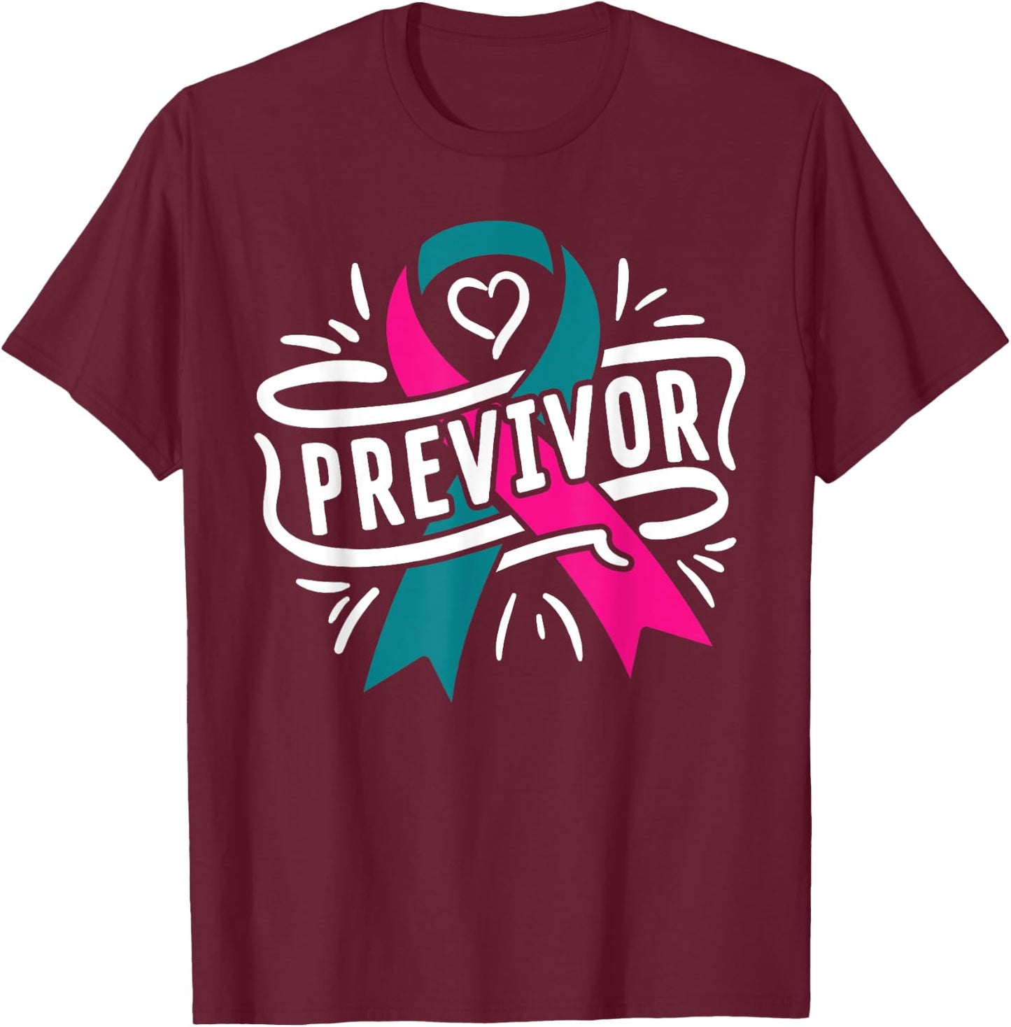 Previvor BRCA Breast Cancer Awareness Support T-Shirt - T-Shirt | Maroon