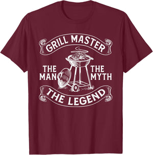 Funny BBQ Smoker Grill Master The Man The Myth Legend T-Shirt - T-Shirt | Maroon