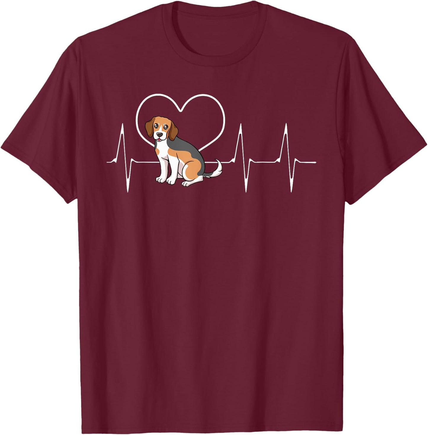 Beagle Heartbeat Breeder Small Scent Dog Hunting Hare T-Shirt - T-Shirt | Maroon