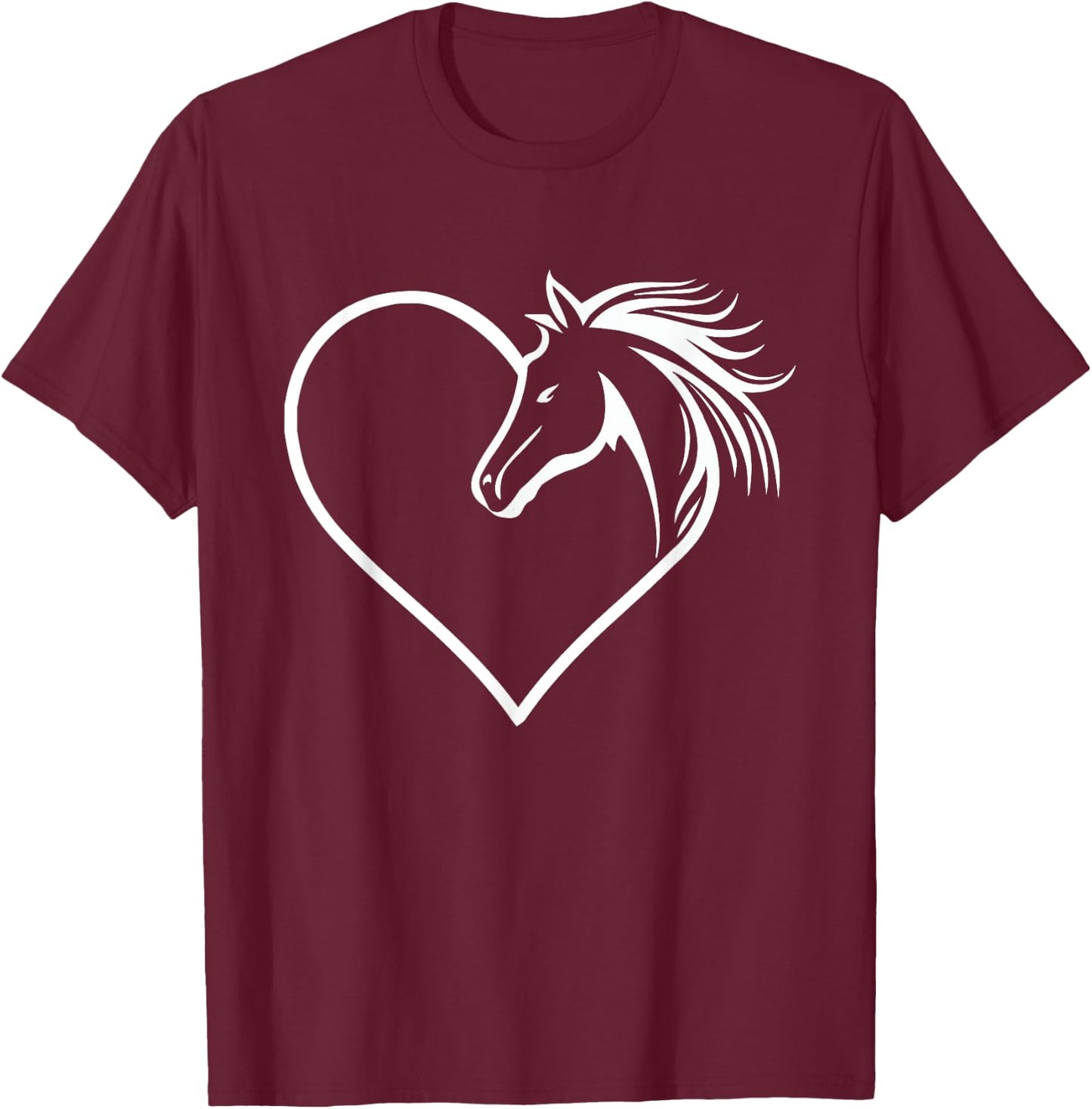 Horse Heart Shaped - Animal Horseman Horses Equestrian T-Shirt - T-Shirt | Maroon