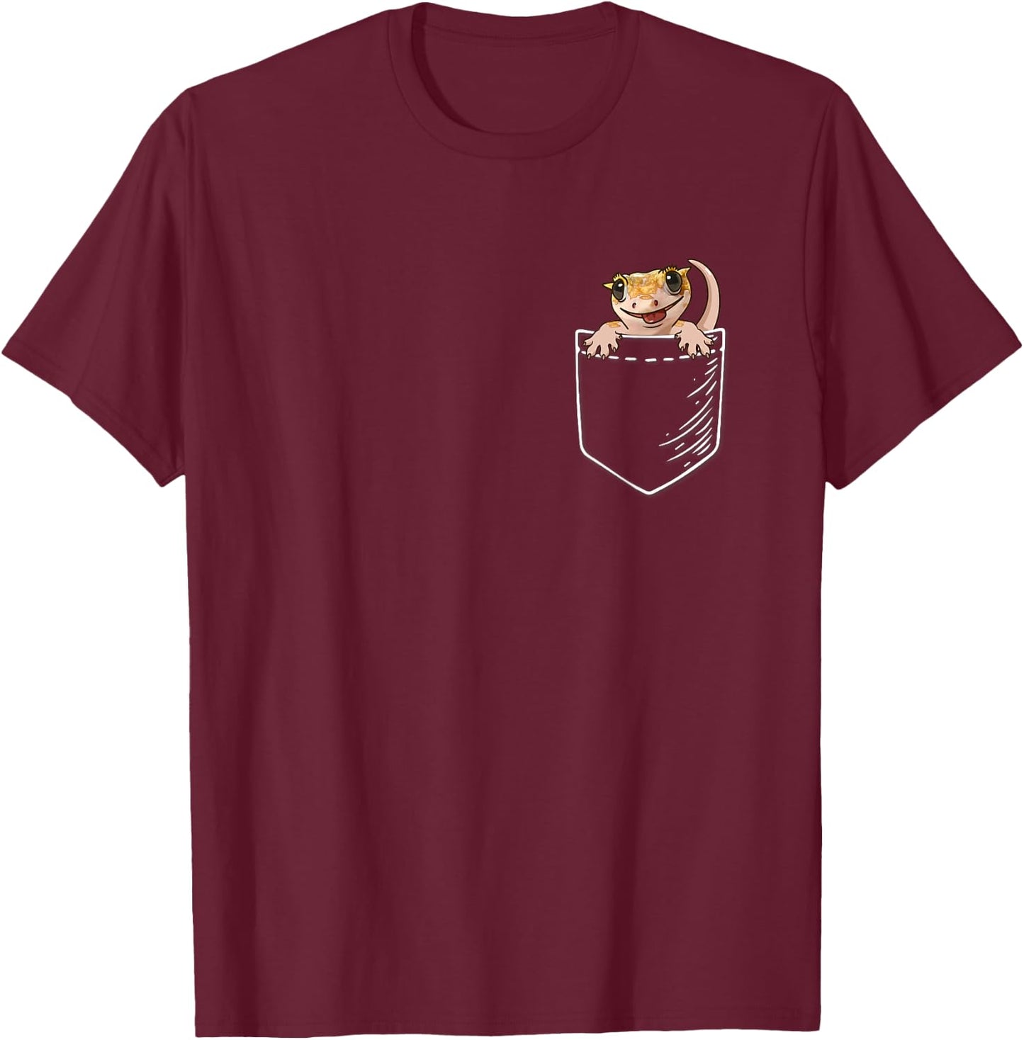 Pet Lizard Pocket Pangea Crested Gecko Lover T-Shirt - T-Shirt | Maroon