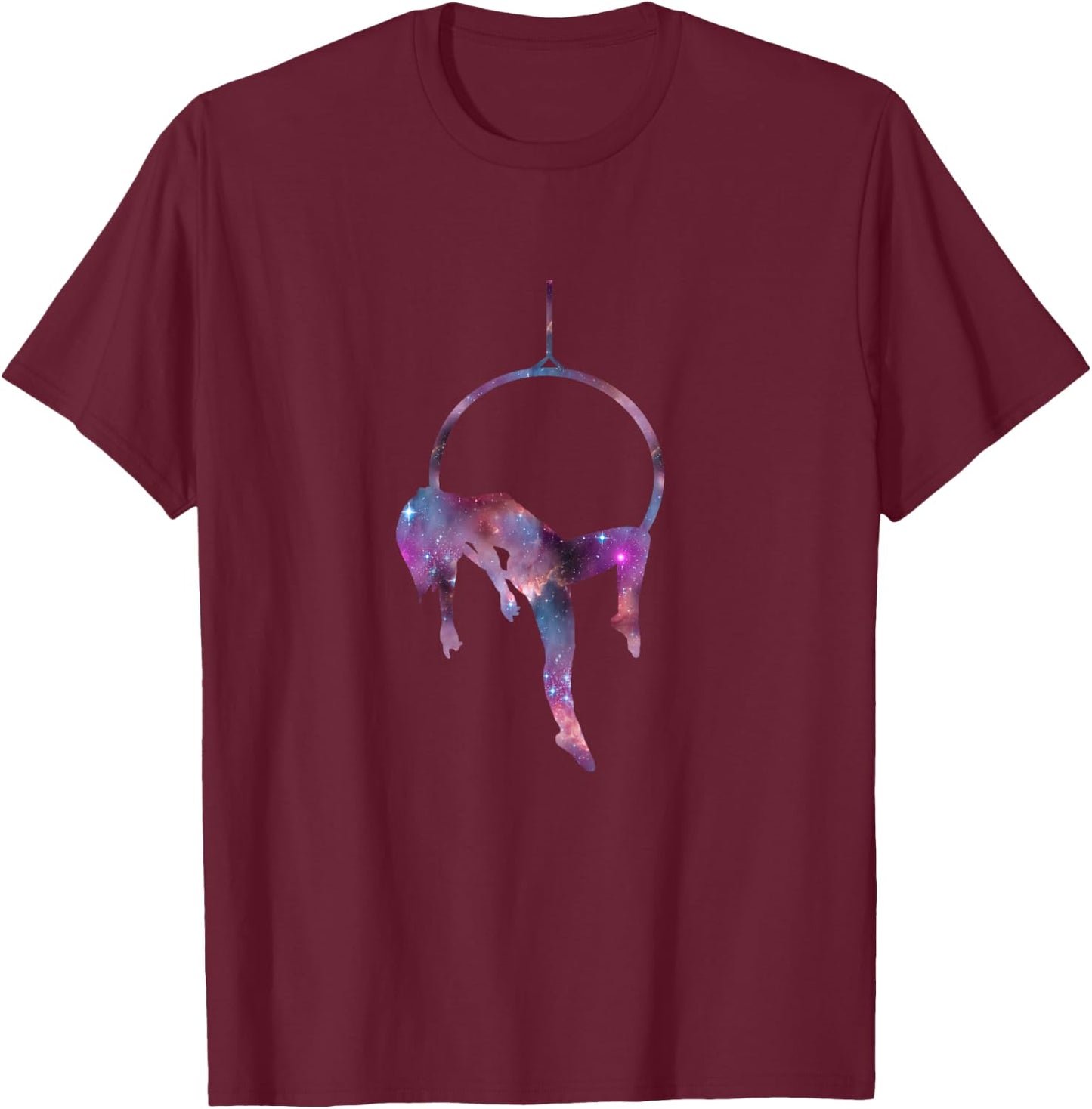 Aerial Hoop Galaxy Aerial Yoga Hanging Aerialis Aerial T-Shirt - T-Shirt | Maroon