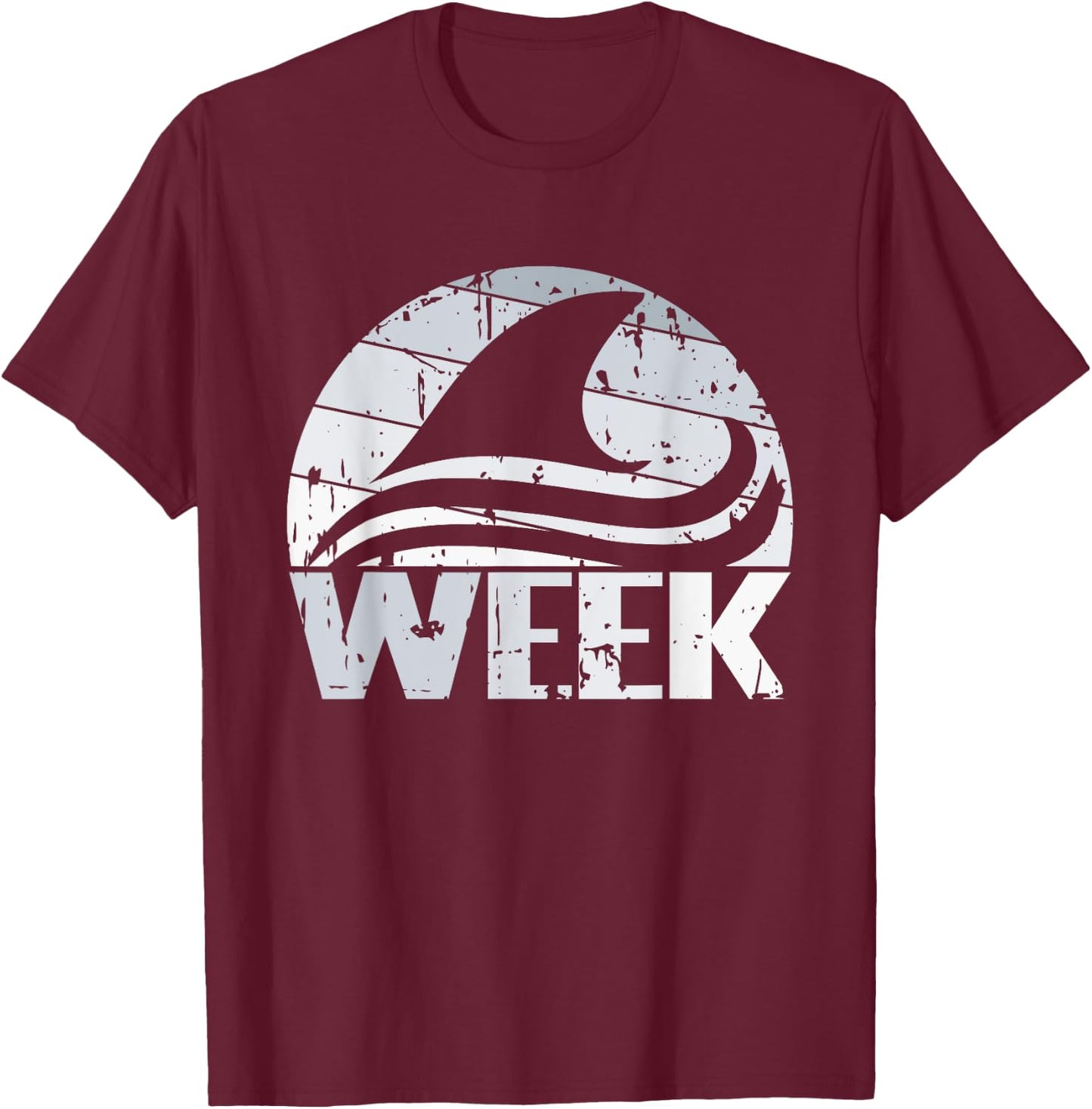 Retro Shark Fin Week 2024 Shark Lover Ocean Wildlife Summer T-Shirt - T-Shirt | Maroon