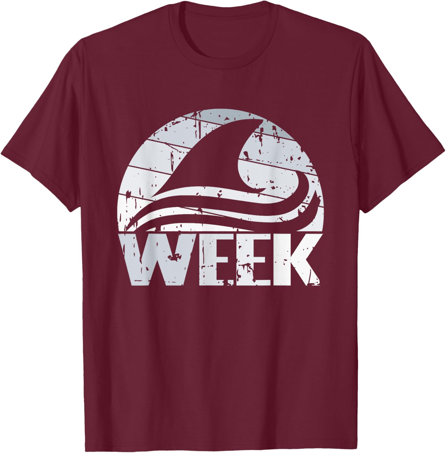 Retro Shark Fin Week 2024 Shark Lover Ocean Wildlife Summer T-Shirt - T-Shirt | Maroon