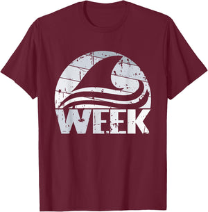 Retro Shark Fin Week 2024 Shark Lover Ocean Wildlife Summer T-Shirt - T-Shirt | Maroon