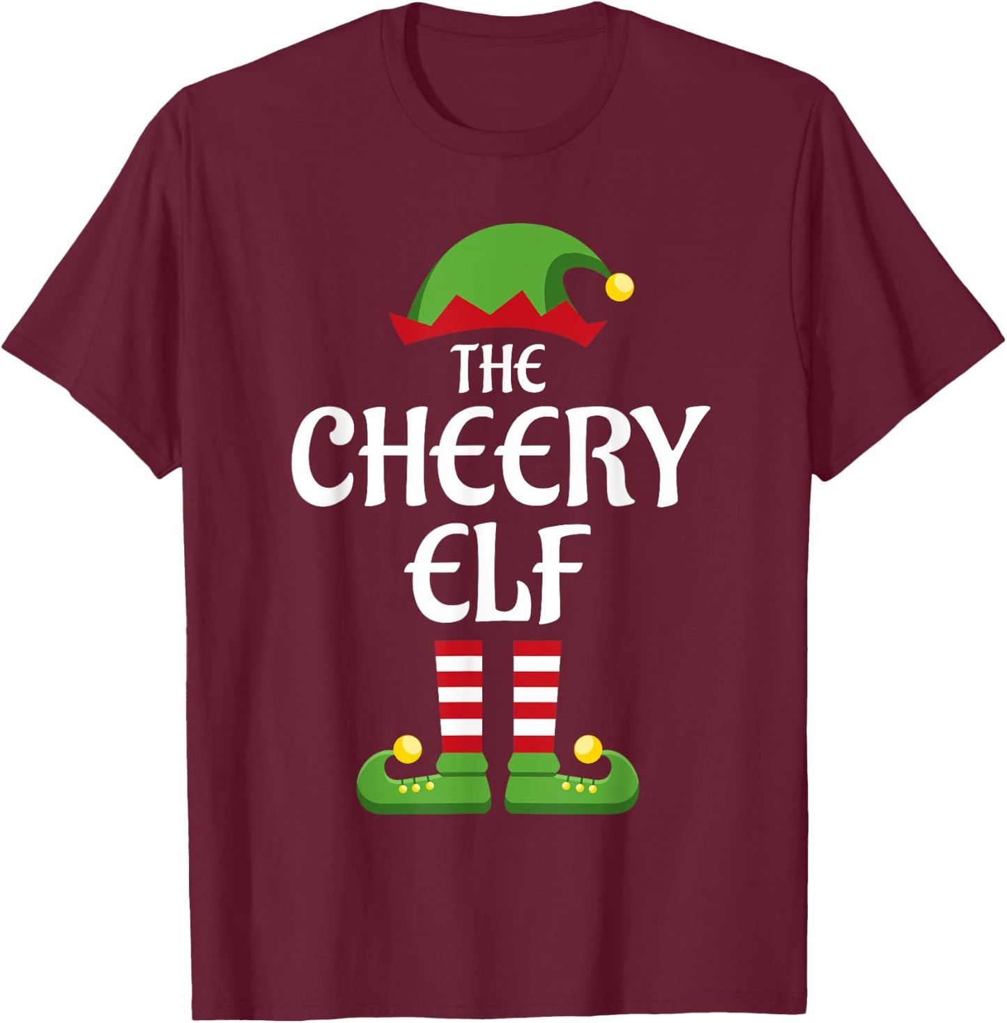 Cheery Elf Family Matching Group Christmas T-Shirt - T-Shirt | Maroon