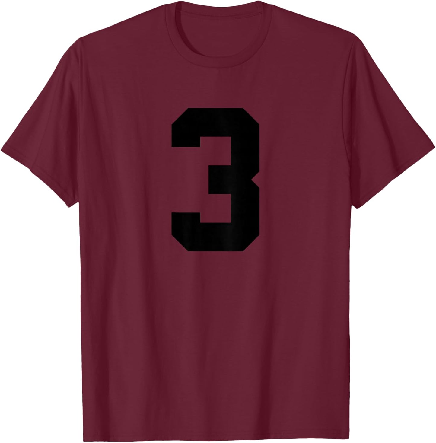 Number 3 (on Back) Team Jersey Number T-Shirt - T-Shirt | Maroon