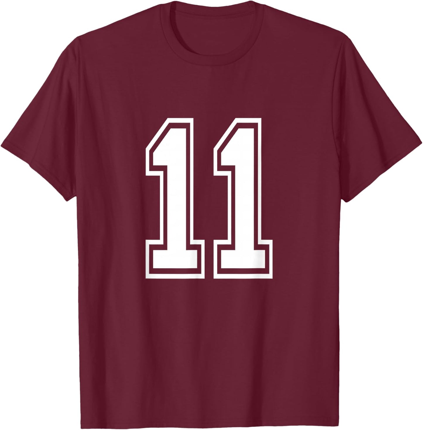 Number 11 Front + Back Varsity Sports Team 11th Birthday T-Shirt - T-Shirt | Maroon