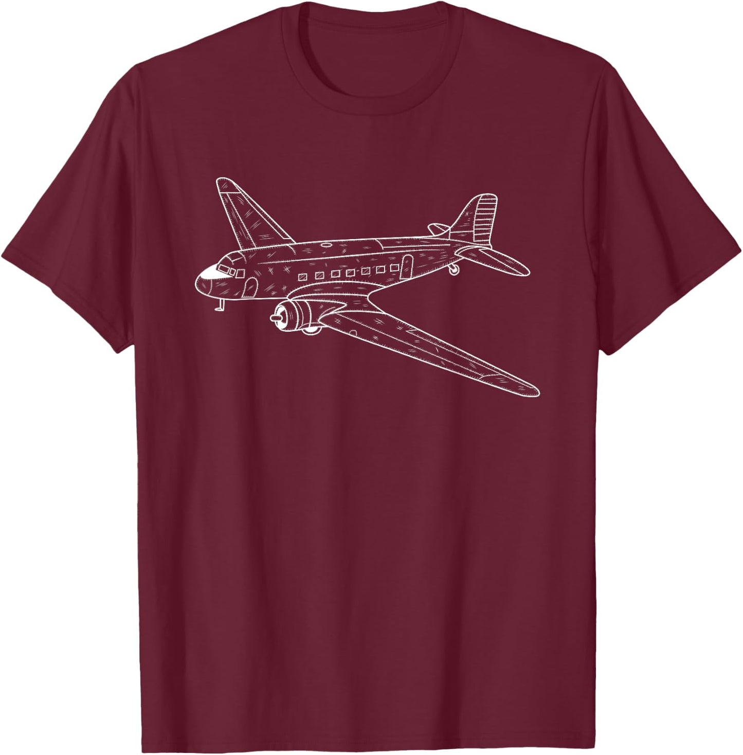 Vintage DC-3 Airplane Funny Aircraft Plane Lover Outfit Men T-Shirt - T-Shirt | Maroon