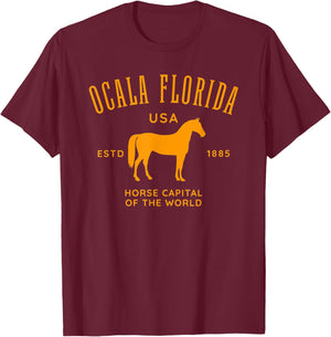 Ocala Florida USA Horse Capital Vintage Equestrian Design T-Shirt - T-Shirt | Maroon