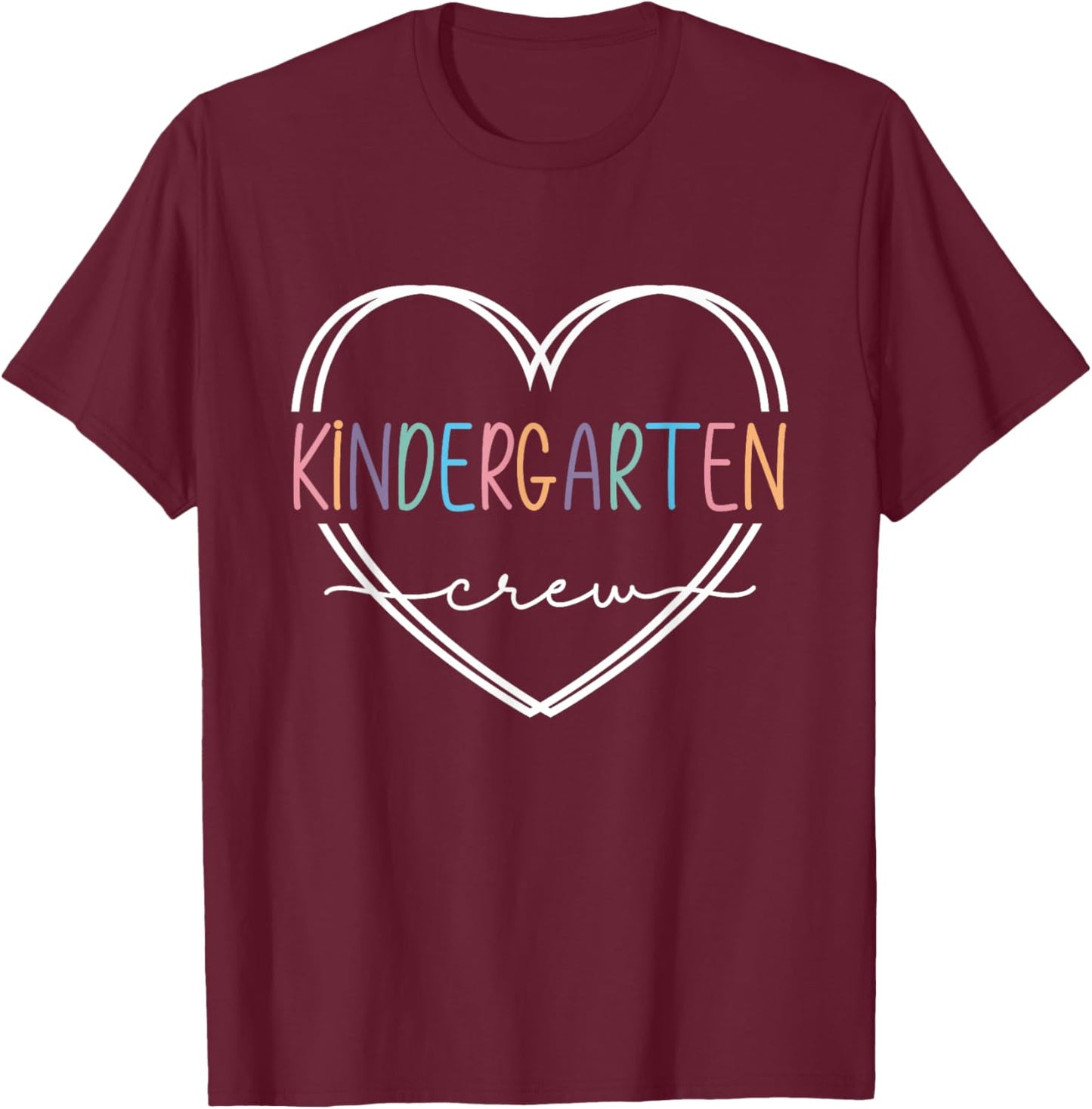 Kindergarten Crew Kinder Crew Teacher Squad Team Preschool T-Shirt - T-Shirt | Maroon
