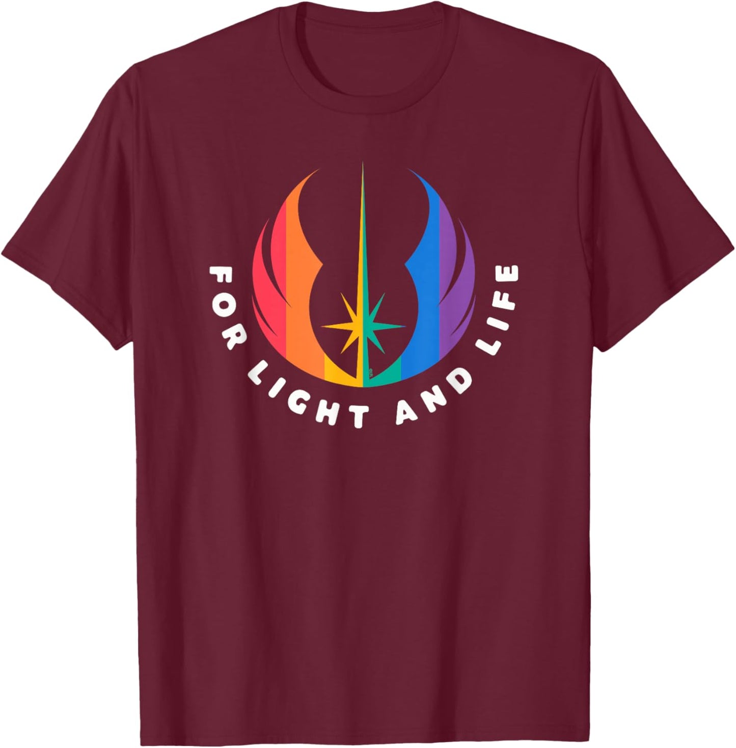 Star Wars Pride Rainbow Jedi Order Symbol For Light and Life T-Shirt - T-Shirt | Maroon
