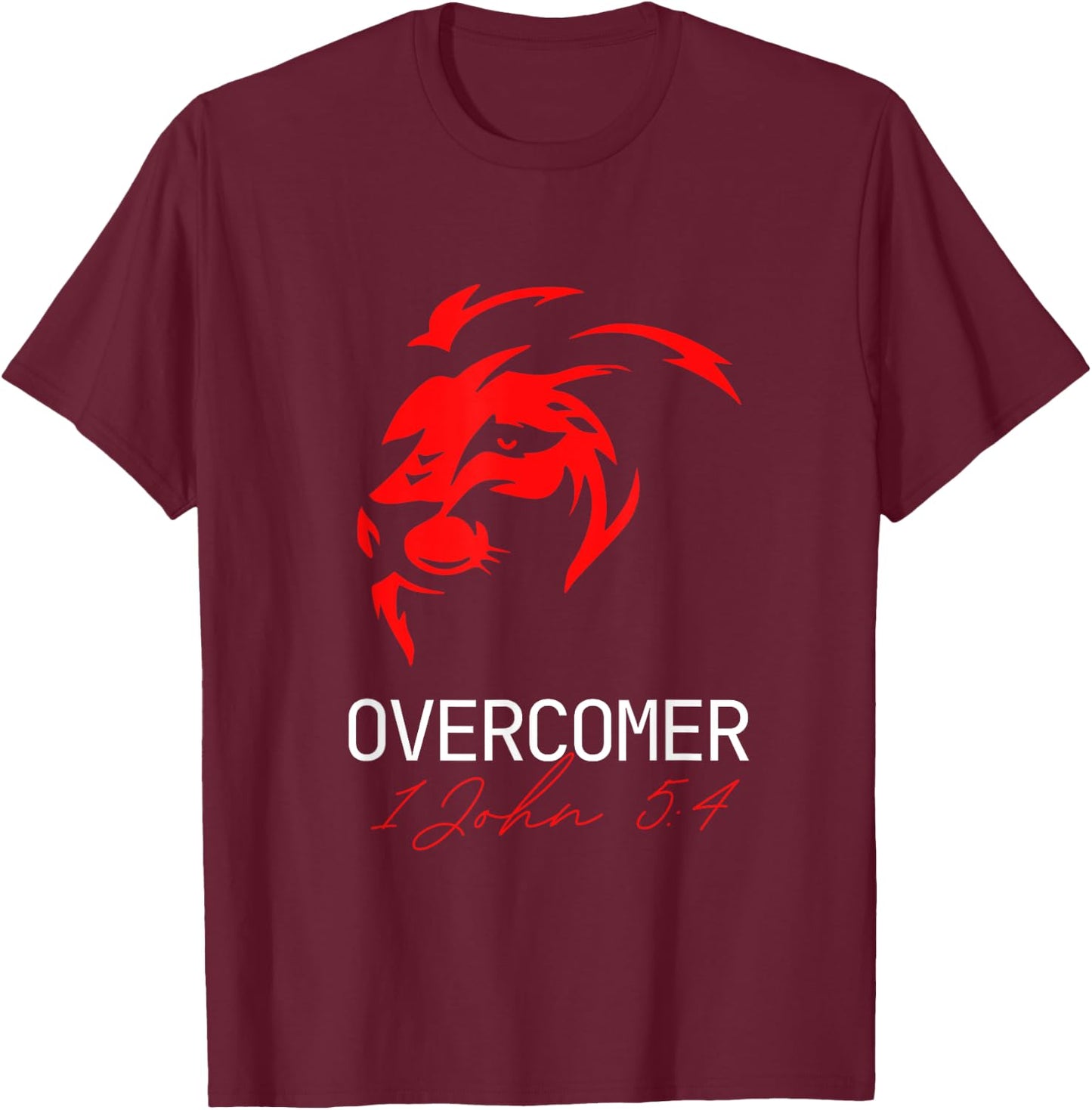Christian Faith Overcomer Motivational Lion T-Shirt - T-Shirt | Maroon