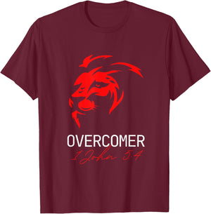 Christian Faith Overcomer Motivational Lion T-Shirt - T-Shirt | Maroon