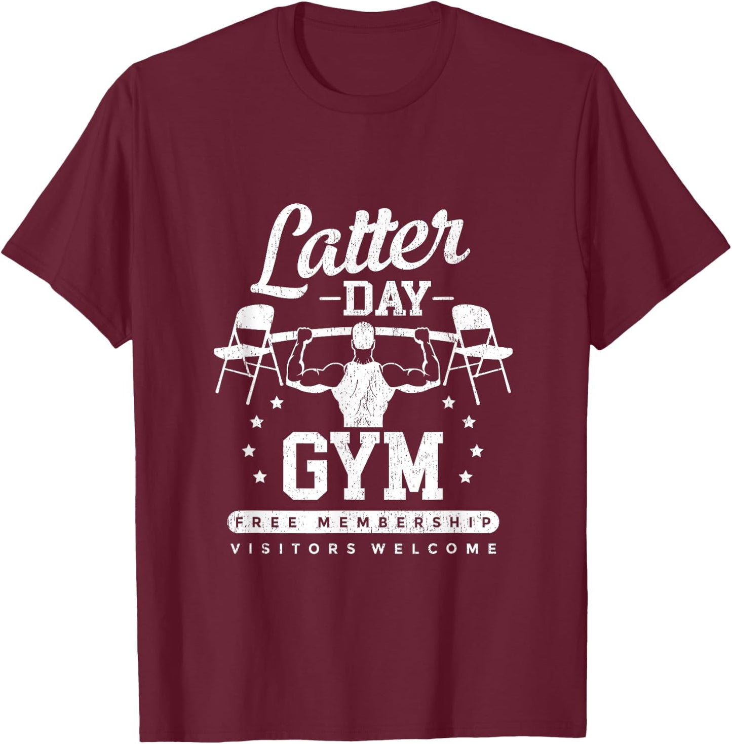 Latter-Day Gym Missionary LDS Church Funny Mormon T-Shirt - T-Shirt | Maroon