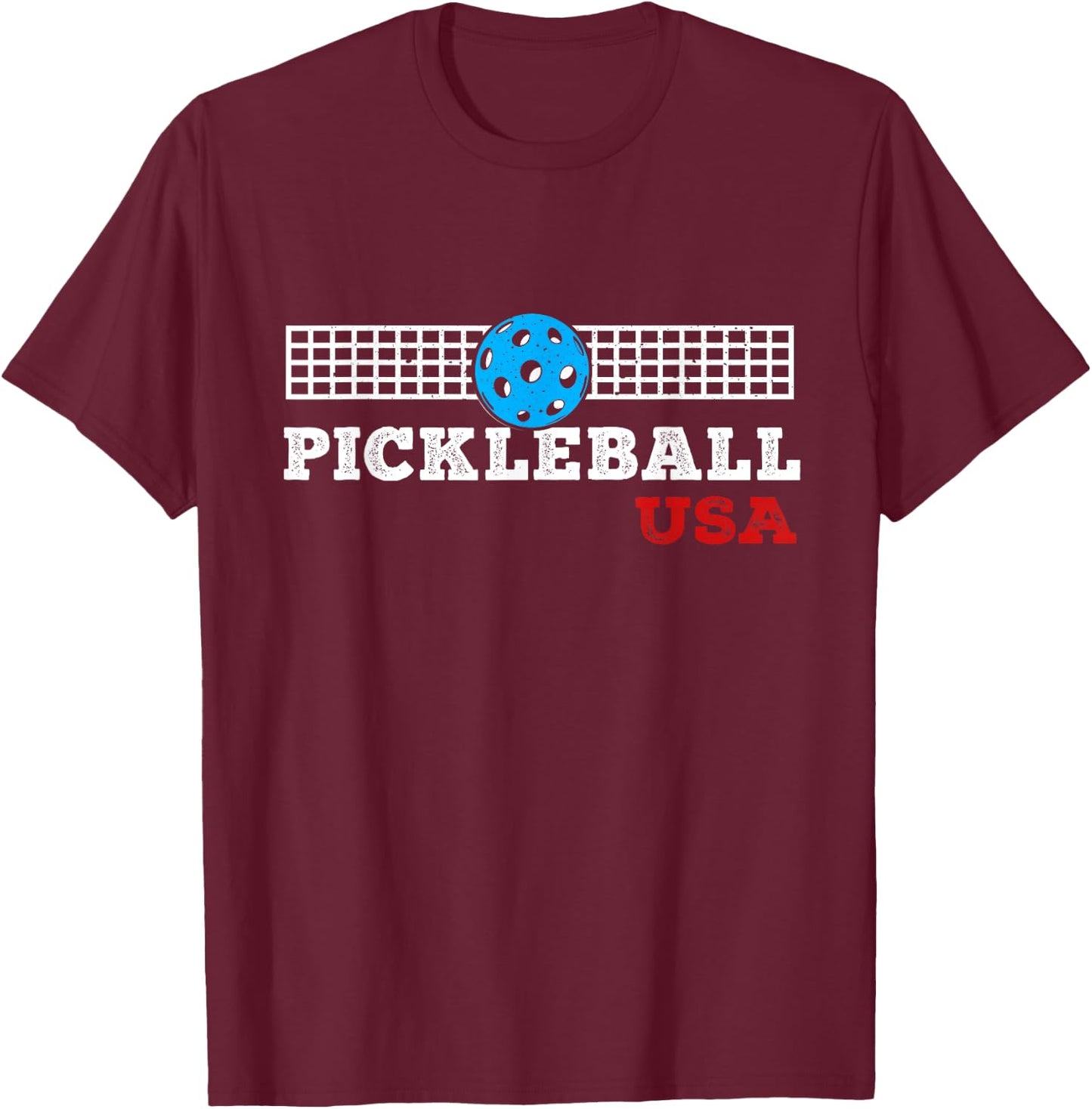 Pickleball Support the Team Pickleball Player USA Flag T-Shirt - T-Shirt | Maroon