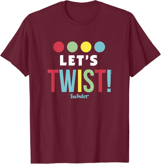 Twister Vintage Retro Let's Twist Classic Game Color Text T-Shirt - T-Shirt | Maroon