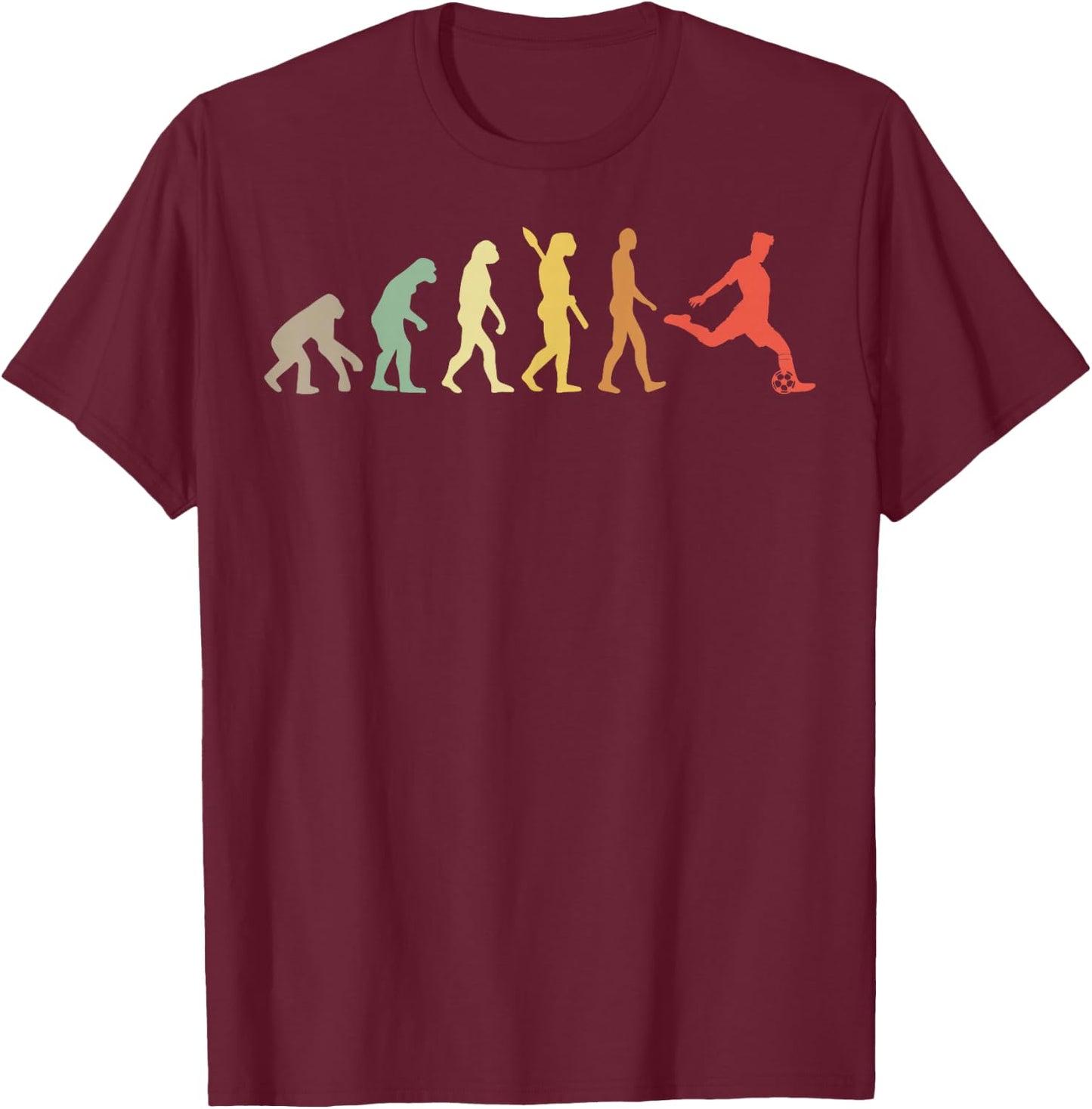 Retro Soccer Evolution of Man Athlete T-Shirt - T-Shirt | Maroon
