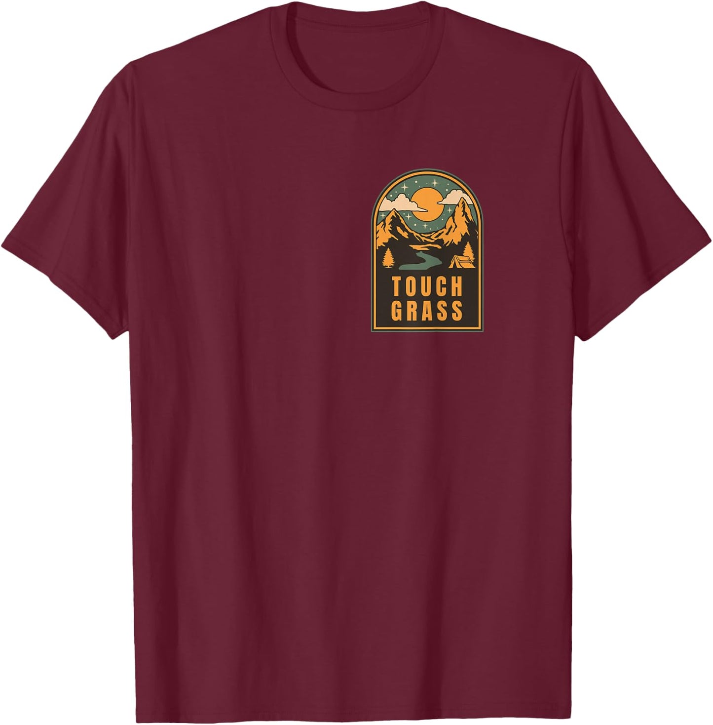 Touch Grass - Gen-Z Humorous Nature Design T-Shirt - T-Shirt | Maroon