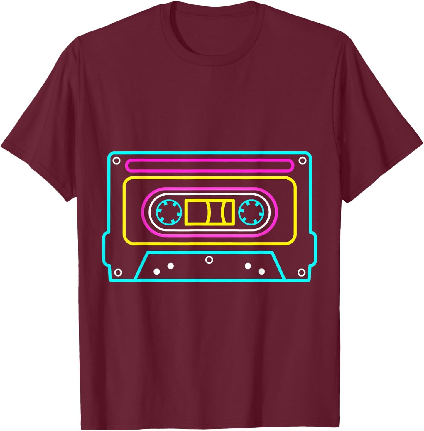 Cassette NEON Tapes Mixtapes 80s 90s Music Songs Retro T-Shirt - T-Shirt | Maroon