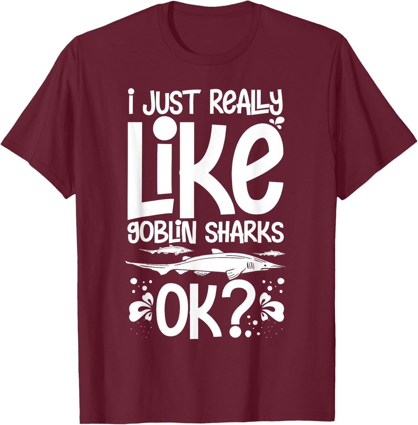 Goblin Shark Animal Tooth Funny Ocean T-Shirt - T-Shirt | Maroon