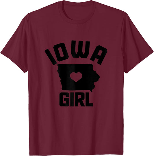 Iowa Girls' Heart State Map T-Shirt - T-Shirt | Maroon