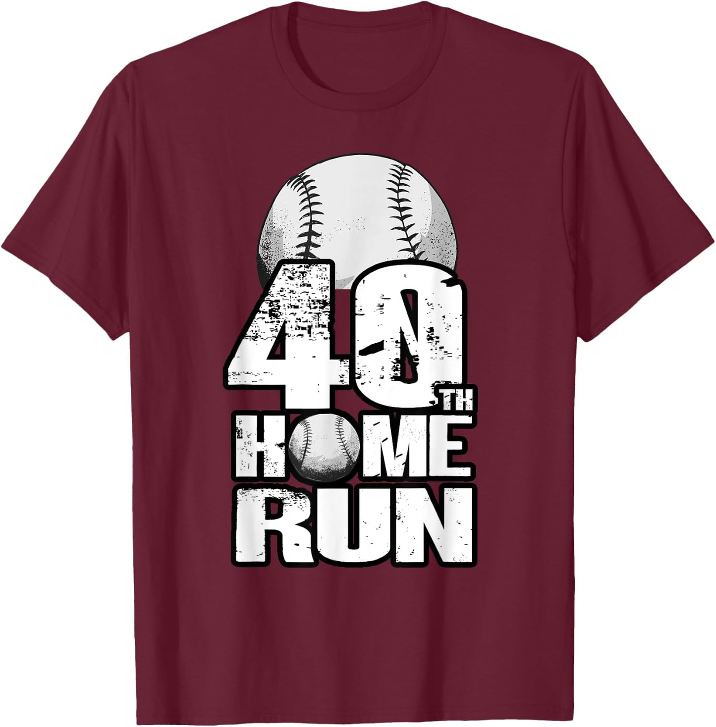40 Years Old Vintage Baseball 40th Birthday T-Shirt - T-Shirt | Maroon