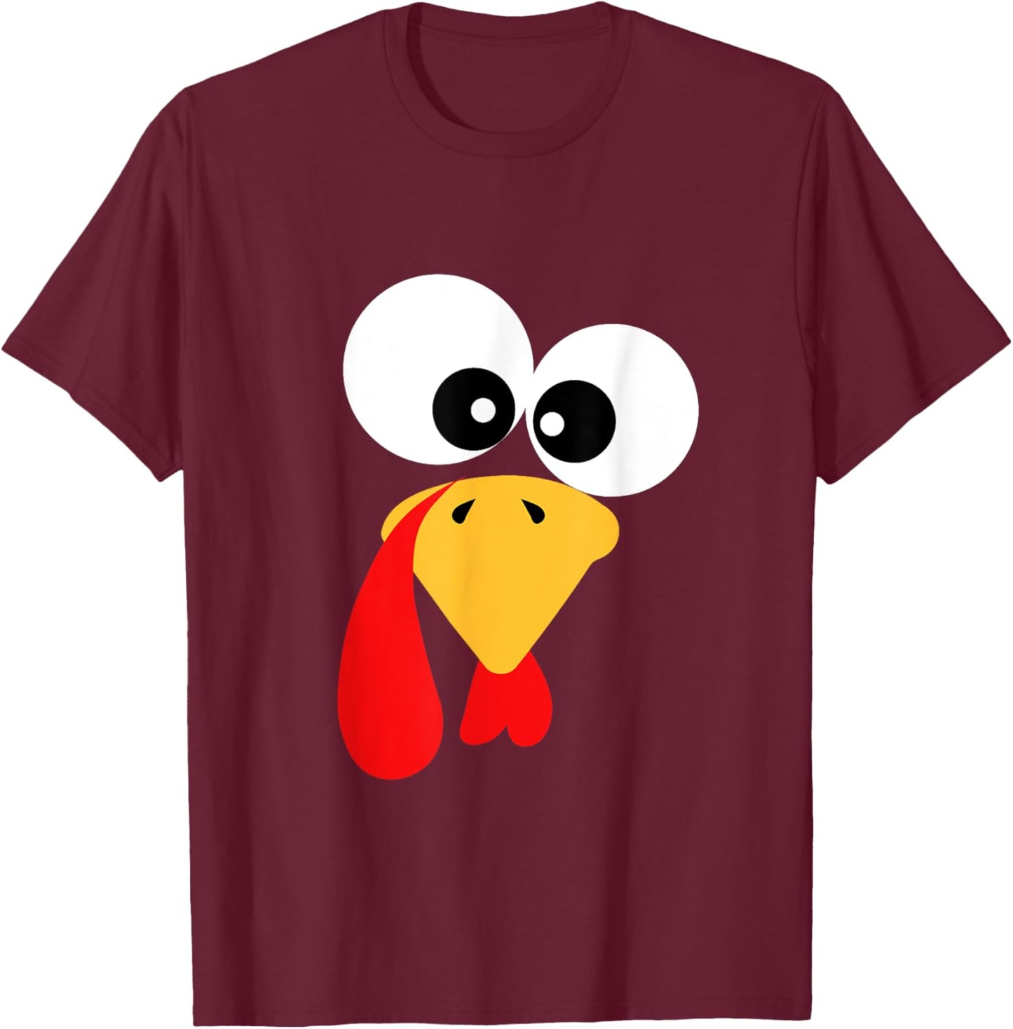 Thanksgiving Turkey Face Family Costume Kids Funny Turkey T-Shirt - T-Shirt | Maroon