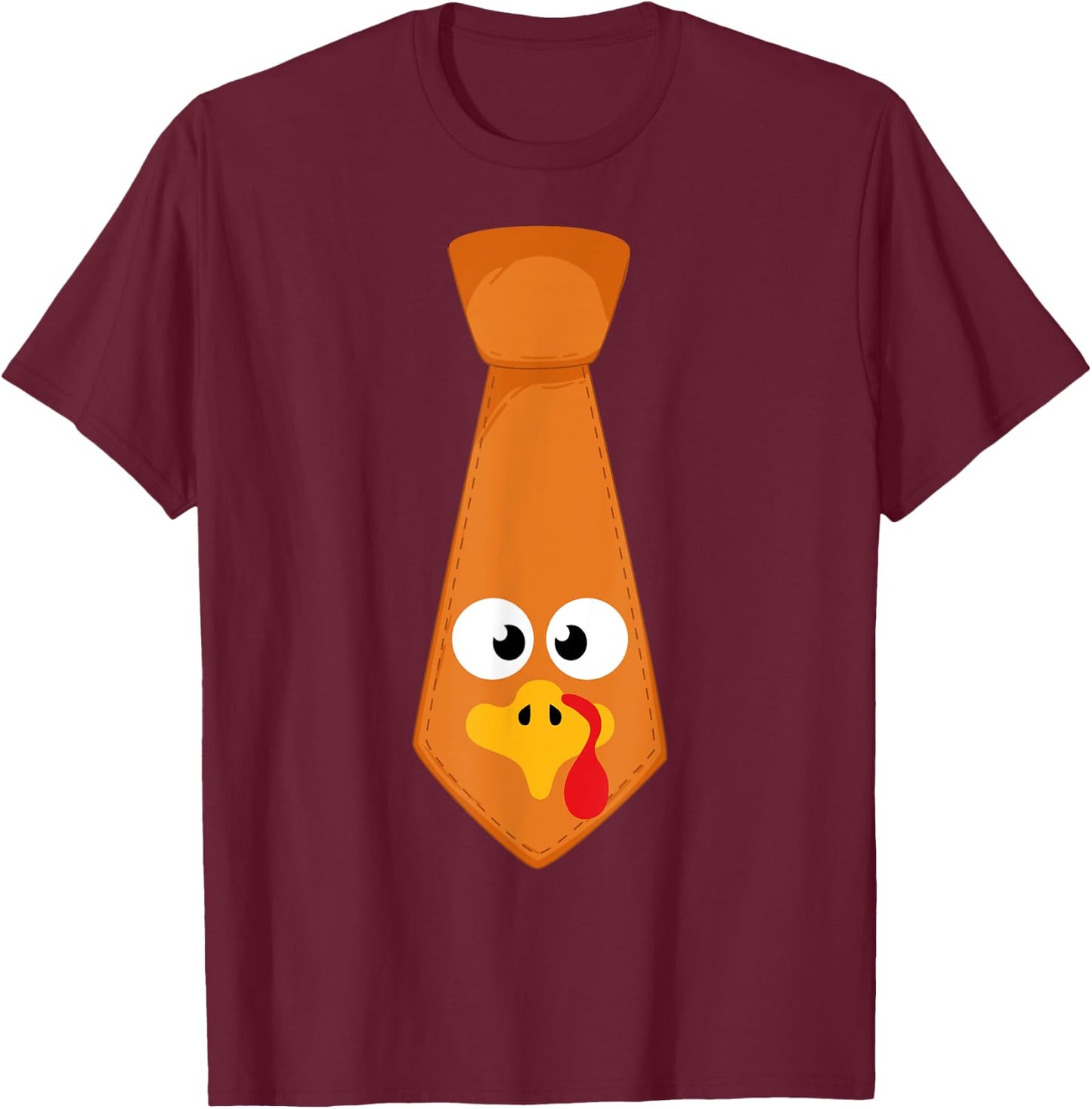 Thanksgiving costume tie with funny turkey face T-Shirt - T-Shirt | Maroon