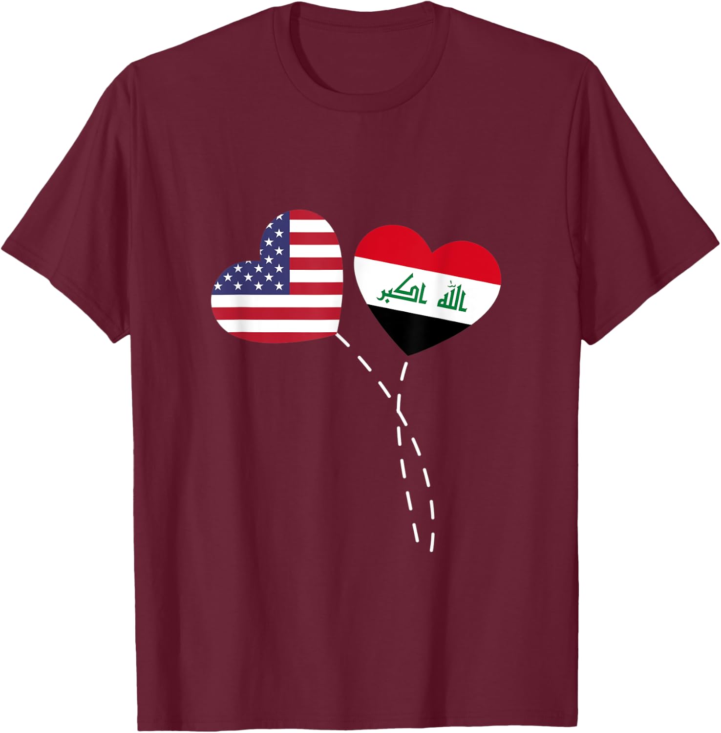 Loving USA Iraq Flag Heart Iraqi Americans Love T-Shirt - T-Shirt | Maroon
