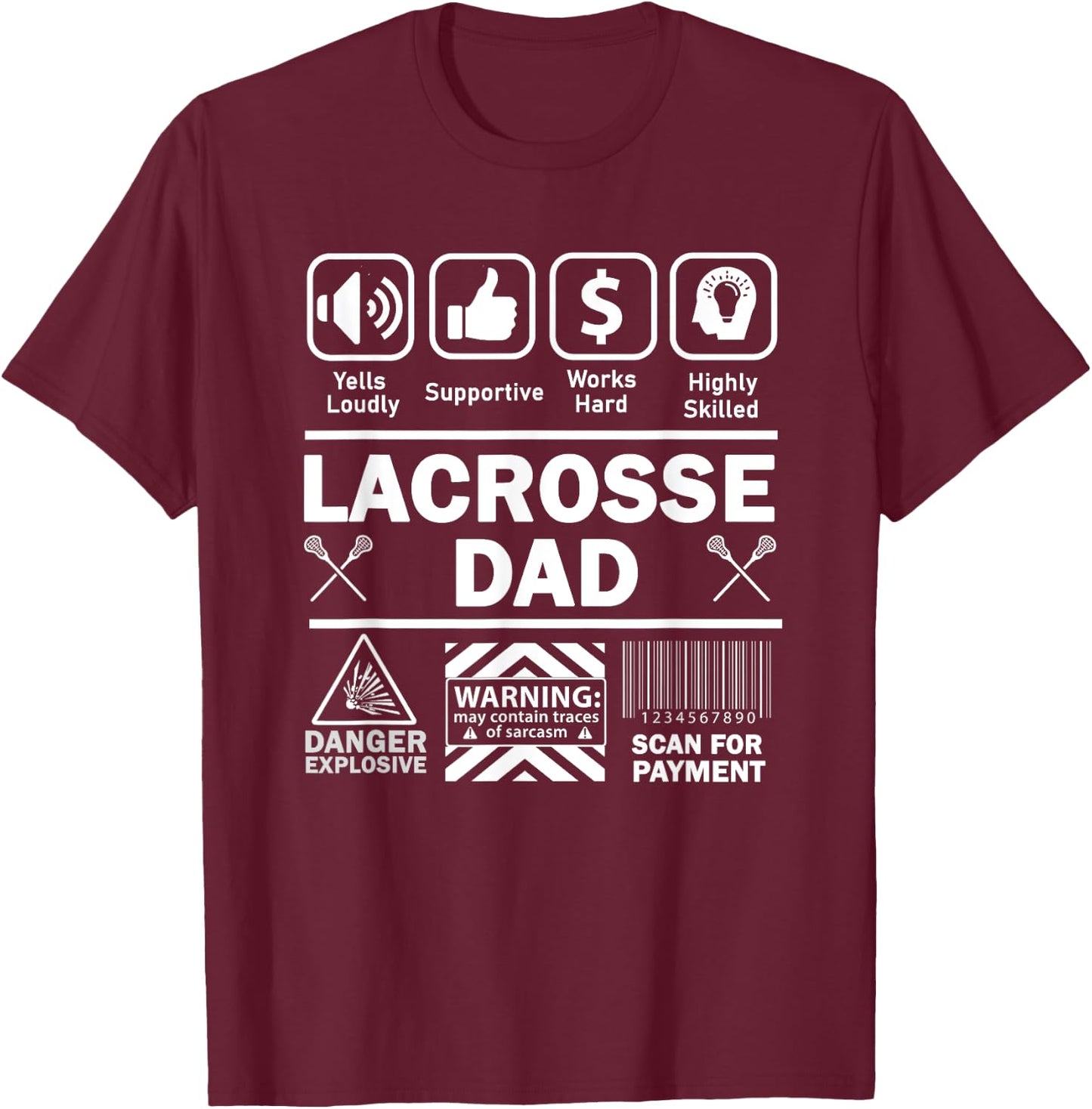 Lacrosse Dad Funny Contents of Sports Father T-Shirt - T-Shirt | Maroon