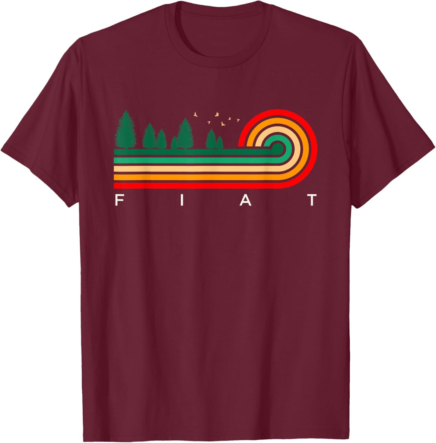 Evergreen Vintage Stripes Fiat, Kansas T-Shirt - T-Shirt | Maroon