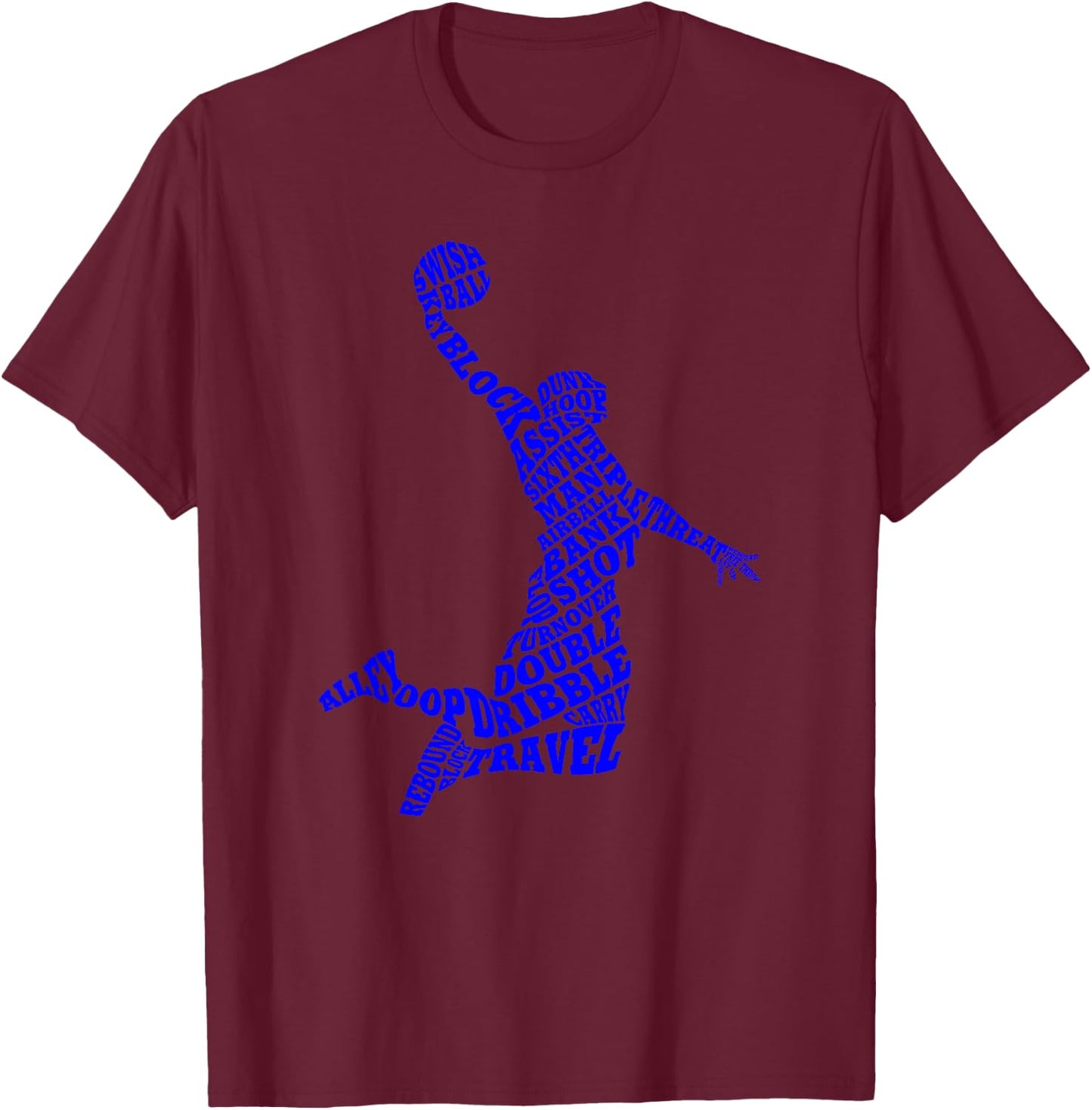 Basketball Player Typography Word Art T-Shirt - T-Shirt | Maroon