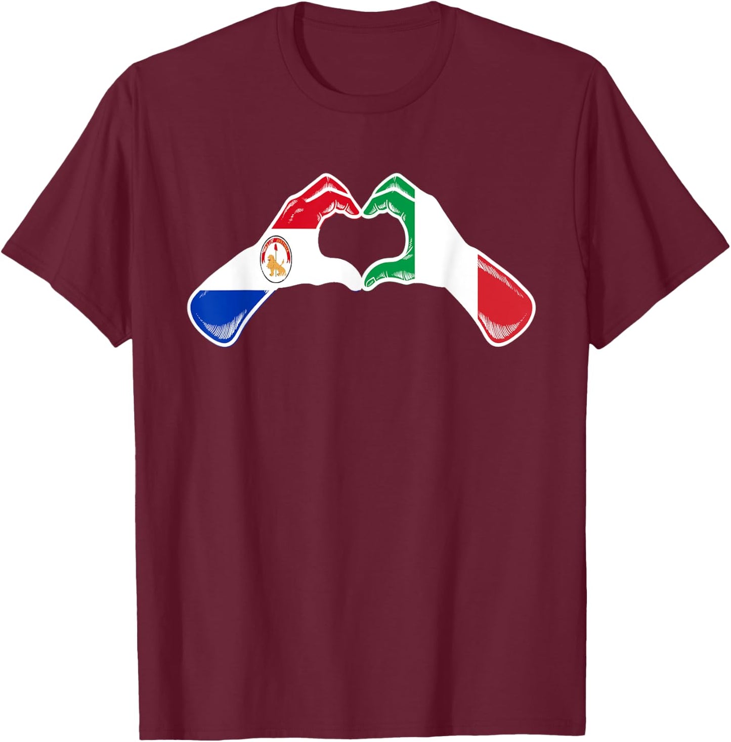 Paraguay Italy Flag - Paraguayan Italian Heart T-Shirt - T-Shirt | Maroon