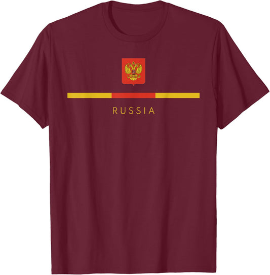 Flag of Russia Crest Logo Art Russian Citizen Souvenir Gift T-Shirt - T-Shirt | Maroon