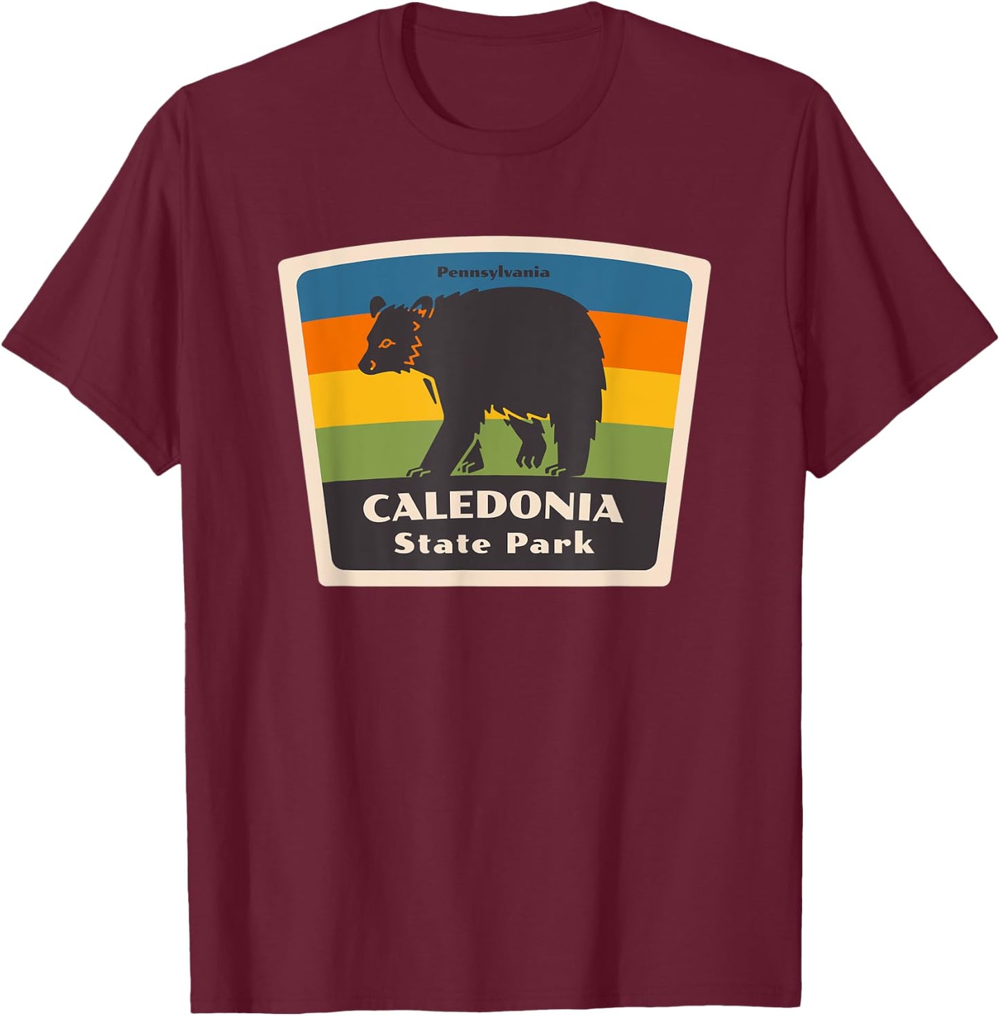 Retro Caledonia State Park Pennsylvania Bear PA Souvenir T-Shirt - T-Shirt | Maroon