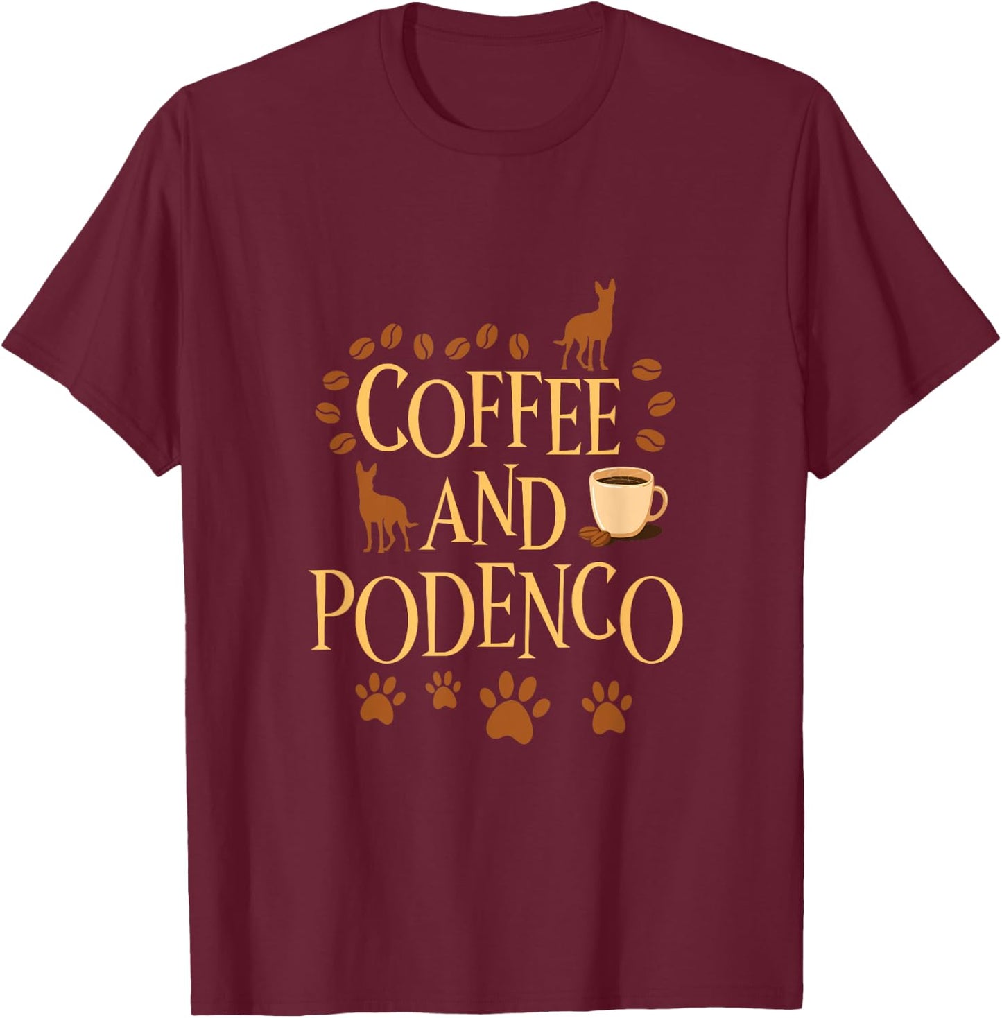 Coffee and Podenco Women Kids T-Shirt - T-Shirt | Maroon