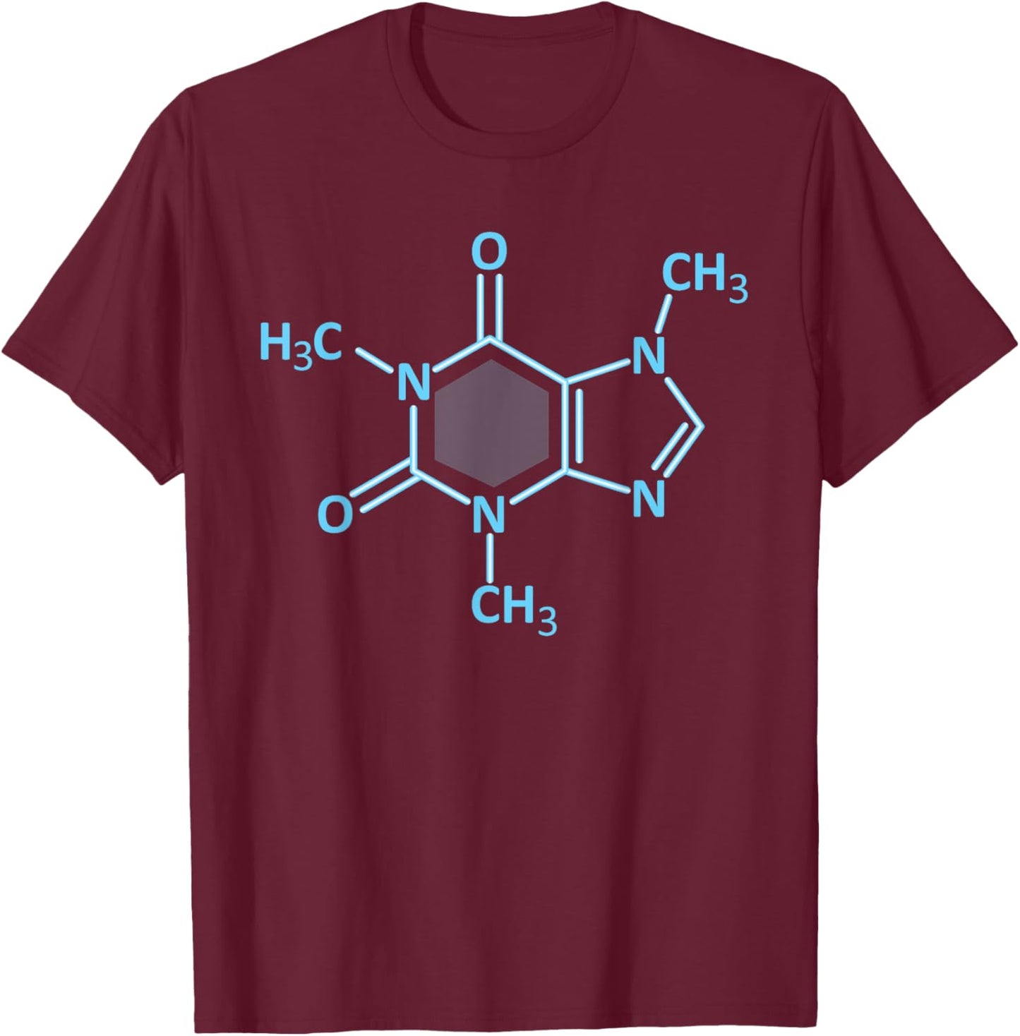 Caffeine Molecule Coffee T Shirt Coffee Chemical Formula T-Shirt - T-Shirt | Maroon
