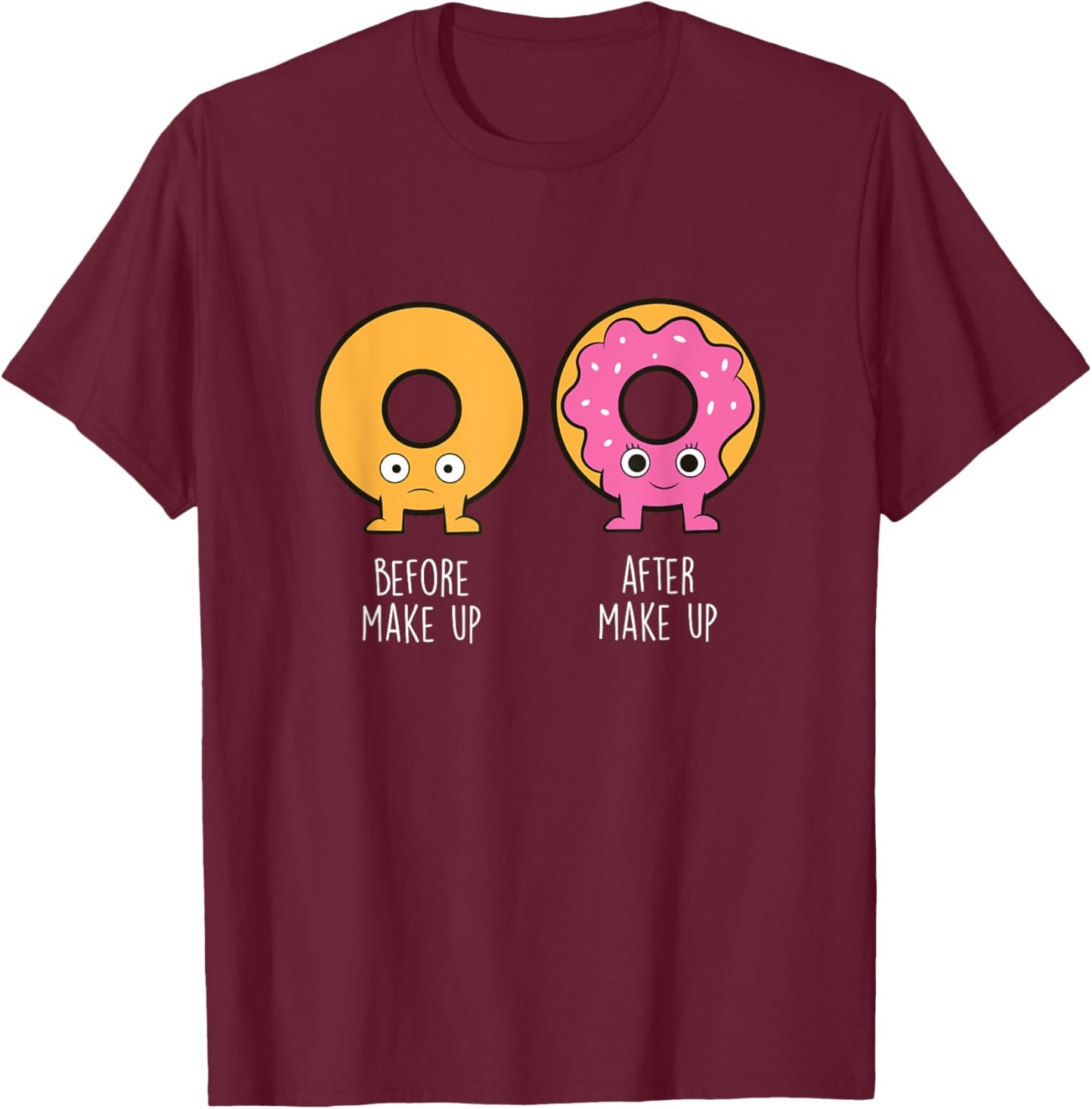 Donuts Before And After - Donut Food Lover Funny Donuts T-Shirt - T-Shirt | Maroon