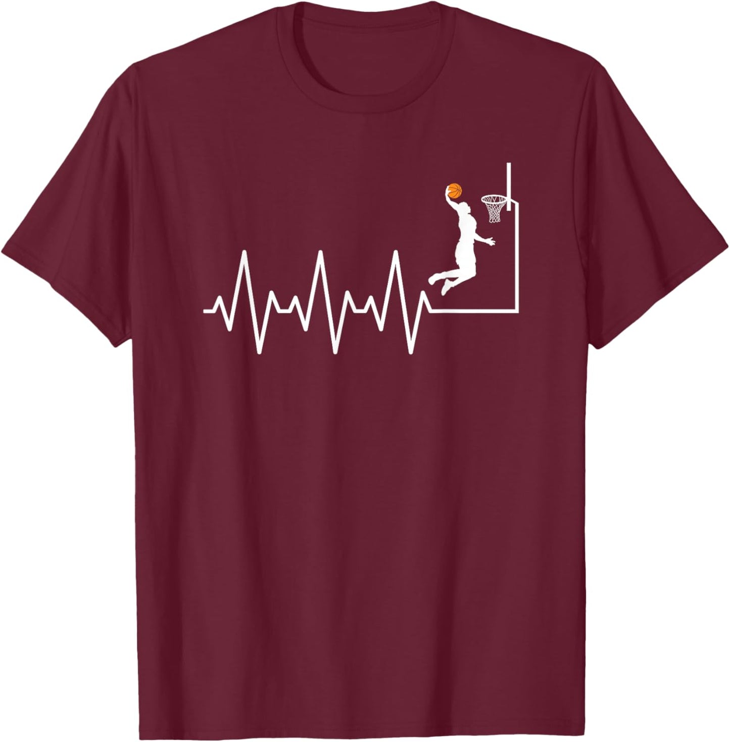 Funny Basketball Heartbeat Basketball Player T-Shirt - T-Shirt | Maroon