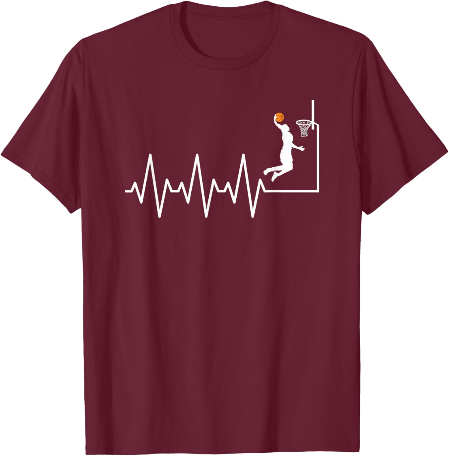 Funny Basketball Heartbeat Basketball Player T-Shirt - T-Shirt | Maroon